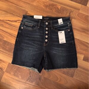 NWT Judy Blue Dark Denim Button-Fly Shorts